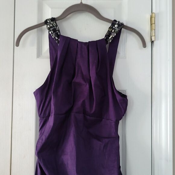 Xscape  purple egglant  fitted stretch cocktail formal prom dress  Sz 2 - Picture 3 of 8